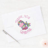 Sticker Rond Merci Unicorn Party Purple (Enveloppe)