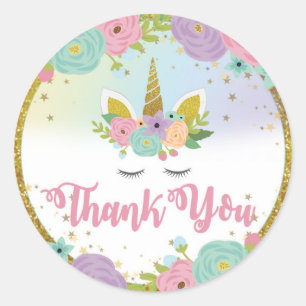 Sticker rond Merci Unicorne