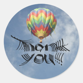 Sticker Rond Merci unique télescopage texte à air chaud ballon