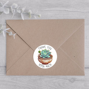 Sticker Rond Merci Vera beaucoup   Cute Aloe Vera Pun