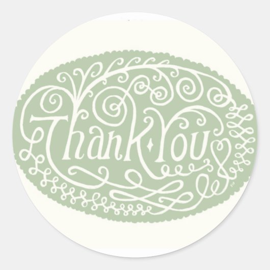 Sticker Rond Merci vert à fleurs (Devant)