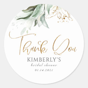 Sticker Rond Merci vert et or
