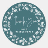 Sticker Rond Merci vert Noël Holly Wreath (Devant)