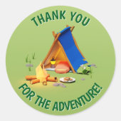 Sticker Rond Merci vert pour la fête d'anniversaire de l'aventu (Devant)