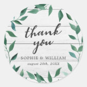 Sticker Rond Merci vert rustique (Devant)