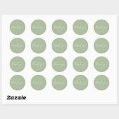 Sticker Rond Merci vert sauge (Feuille)