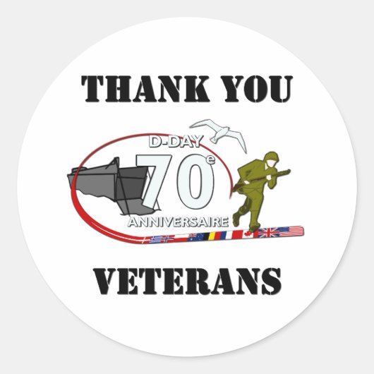 Sticker Rond Merci vétérans - Thank you veterans (Devant)