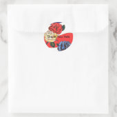 Sticker Rond Merci Vets Rouge Blanc & Bleu Drapeau / Rose Stick (Sac)