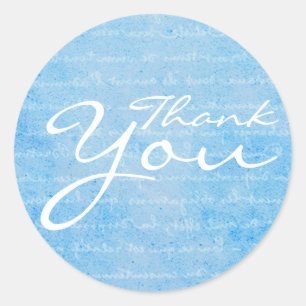 Sticker Rond Merci Vintage bleu et blanc