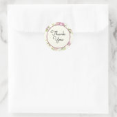 Sticker Rond Merci Vintage violet Roses (Sac)