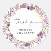 Sticker rond Merci violet classique (Devant)