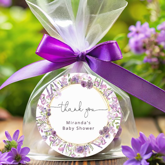 Sticker rond Merci violet classique