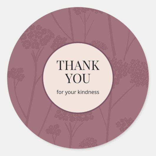 Sticker Rond Merci violet violet à fleurs monochromes (Devant)