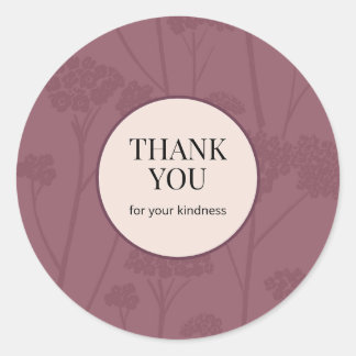 Sticker Rond Merci violet violet à fleurs monochromes