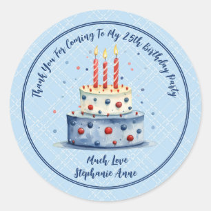 Sticker Rond Merci Votre Gâteau Et Bougies D'Anniversaire Favor