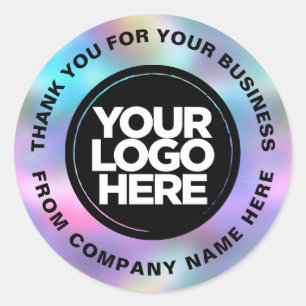 Sticker Rond Merci Web de nom de logo personnalisé Holograph