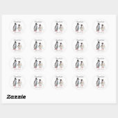 Sticker Rond Merci Wedding & Penguin Couple (Feuille)