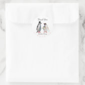 Sticker Rond Merci Wedding & Penguin Couple (Sac)