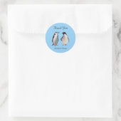 Sticker Rond Merci Wedding & Penguin Couple (Sac)