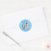 Sticker Rond Merci Wedding & Penguin Couple (Enveloppe)