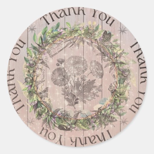 Sticker Rond Merci Whimsy Floral (Devant)