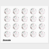 Sticker Rond Merci Winter Wonderland Rose (Feuille)