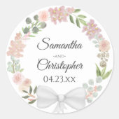 Sticker Rond Mercredi Élégant, Printemps Rose Rose Flore (Devant)