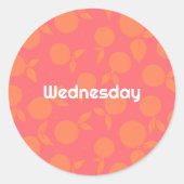 Sticker Rond Mercredi motif tangerine (Devant)