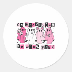 Sticker Rond Mercredi, Nous Portons Un Joli Fantôme Rose Hallow