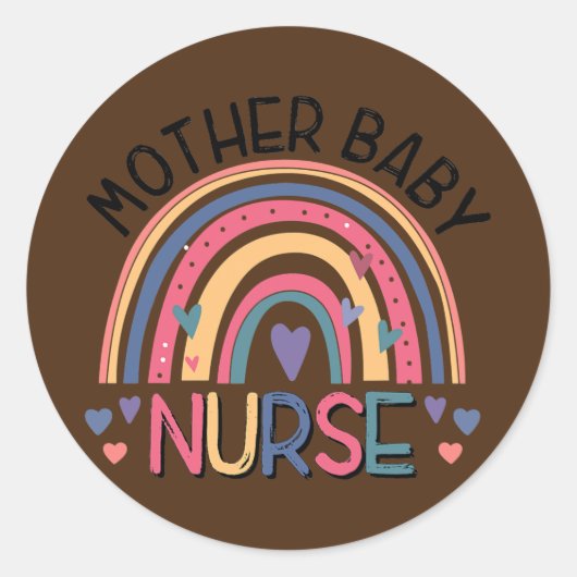 Sticker Rond Mère Bébé Infirmière Arc-en-ciel Postpartum Infirm (Devant)