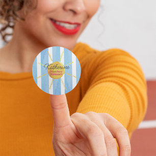 Sticker Rond Mère coureuse Yellow Sunshine Aquarelle personnali