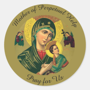 Sticker Rond Mère d'aide perpétuelle avec le bébé Jésus