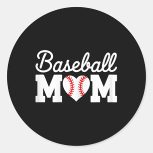 Sticker Rond Mère De Baseball Chemise Femmes Baseball Coeur Mèr