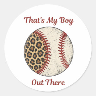 Sticker Rond Mère de baseball vintage imprimé léopard jour de m