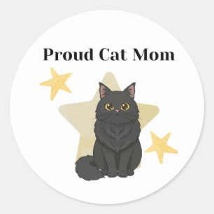 Sticker Rond Mère de chat fière thème étoiles