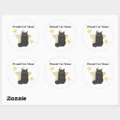 Sticker Rond Mère de chat fière thème étoiles (Feuille)