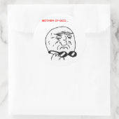 Sticker Rond Mère de Dieu Rage Face Mème comique (Sac)