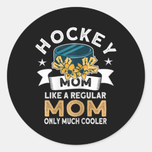Sticker Rond Mère de hockey - Joueur de hockey rétro Hockey sur