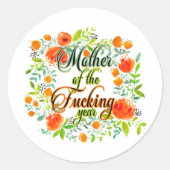Sticker Rond Mère de l'année F*cking Fleur sauvage Floral Maman (Devant)