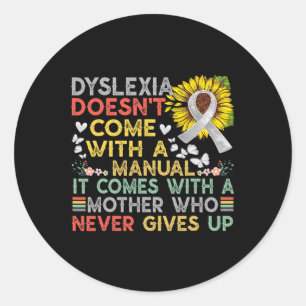 Sticker Rond Mère de sensibilisation Dyslexique guerrier Vintag