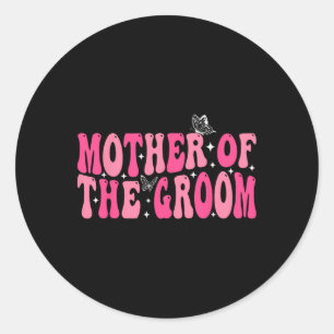 Sticker Rond Mère du marié Maman mariage groovy enterrement de 