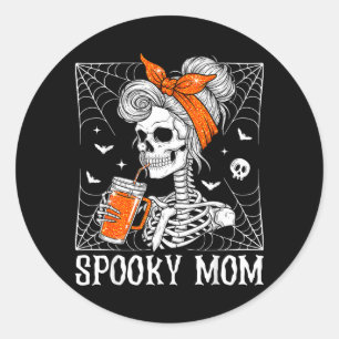 Sticker Rond Mère effrayante Halloween vintage mère effrayante