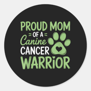 Sticker Rond Mère fière d'un combattant canin contre le cancer