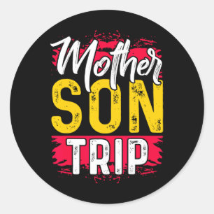 Sticker Rond Mère Fils Voyage Chemise Été Famille Voyage
