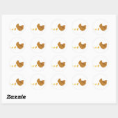 Sticker Rond Mère Hen et poules (Feuille)