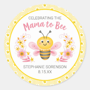 Sticker Rond Mère jaune mignonne à être Baby shower classique r