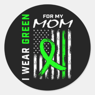 Sticker Rond Mère Je Porte Vert Pour Ma Mère Maladie Du Rein Aw