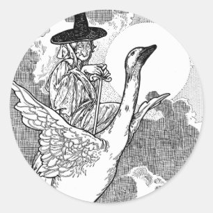 Sticker Rond Mère l'Oie victorienne vintage par Charles Robinso