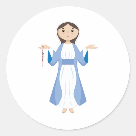 Sticker Rond Mère Marie avec Rosaire (Devant)