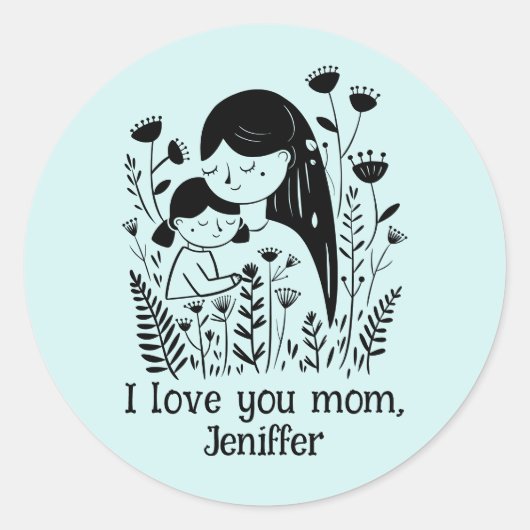 Sticker Rond Mère mignonne et fille qui embrasse la Fête des Mè (Devant)